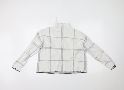 New Look Womens White Check  Pullover Jumper Size M