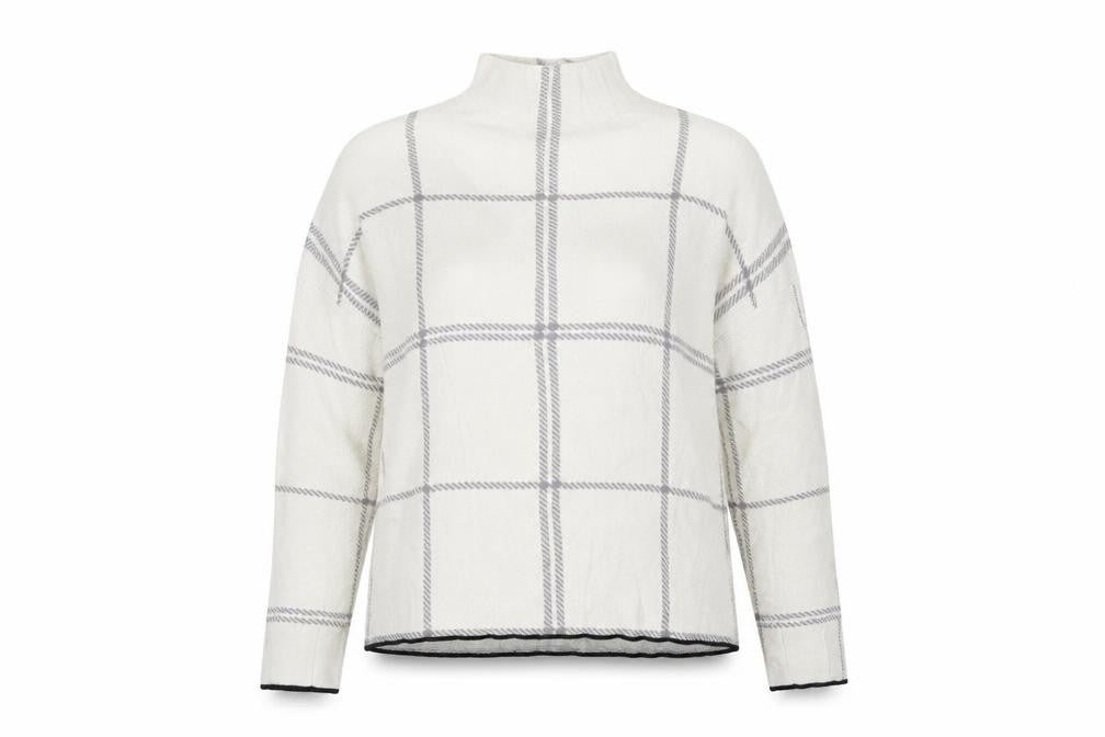 New Look Womens White Check  Pullover Jumper Size M