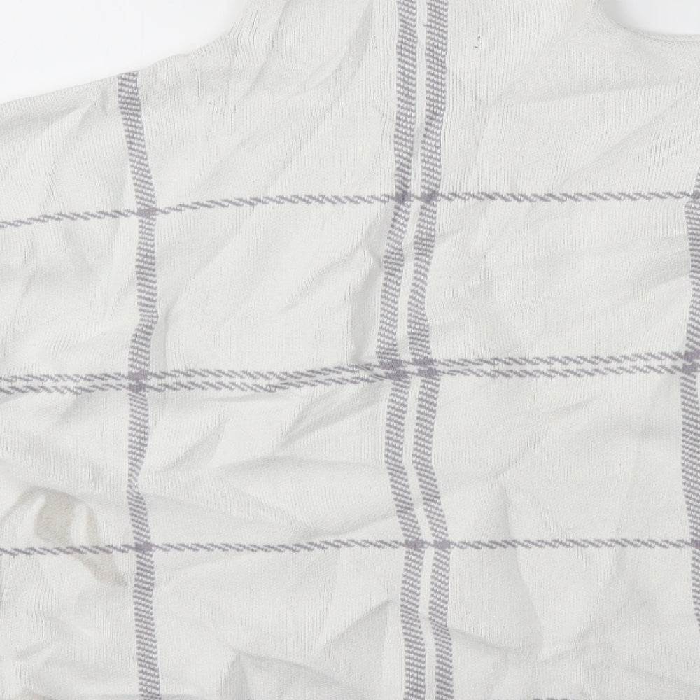 New Look Womens White Check  Pullover Jumper Size M