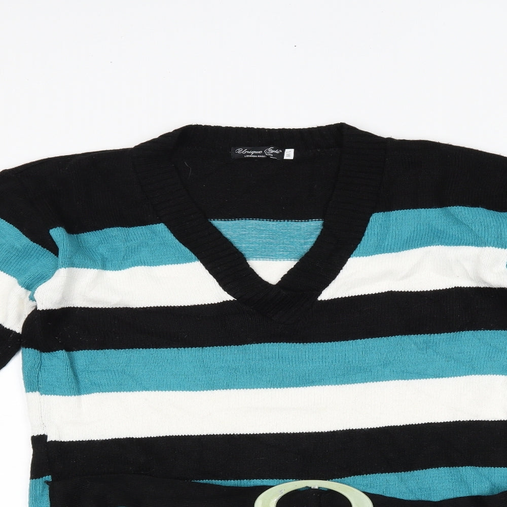 unique style Womens Multicoloured Striped  Pullover Jumper Size L