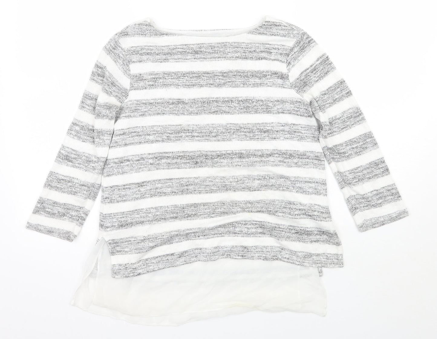 Phase Eight Womens Grey Striped  Basic T-Shirt Size 8
