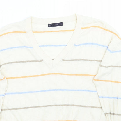 Marks & Spencer Womens Beige Striped  Pullover Jumper Size L