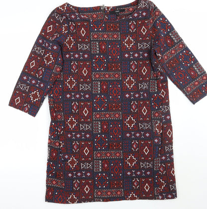 Next Womens Red Geometric  A-Line  Size 14