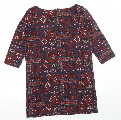 Next Womens Red Geometric  A-Line  Size 14