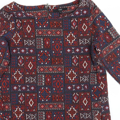 Next Womens Red Geometric  A-Line  Size 14