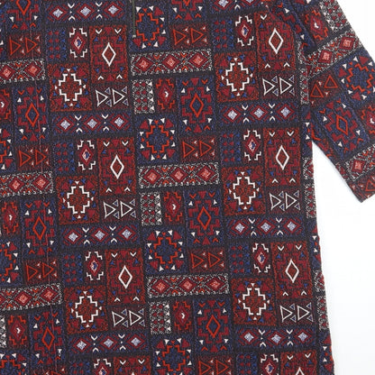 Next Womens Red Geometric  A-Line  Size 14