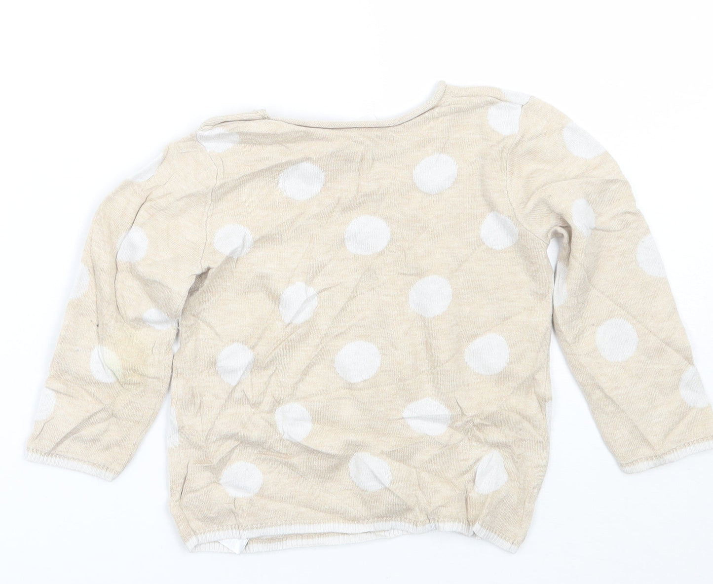 H&M Girls Beige Polka Dot  Pullover Jumper Size 9-12 Months