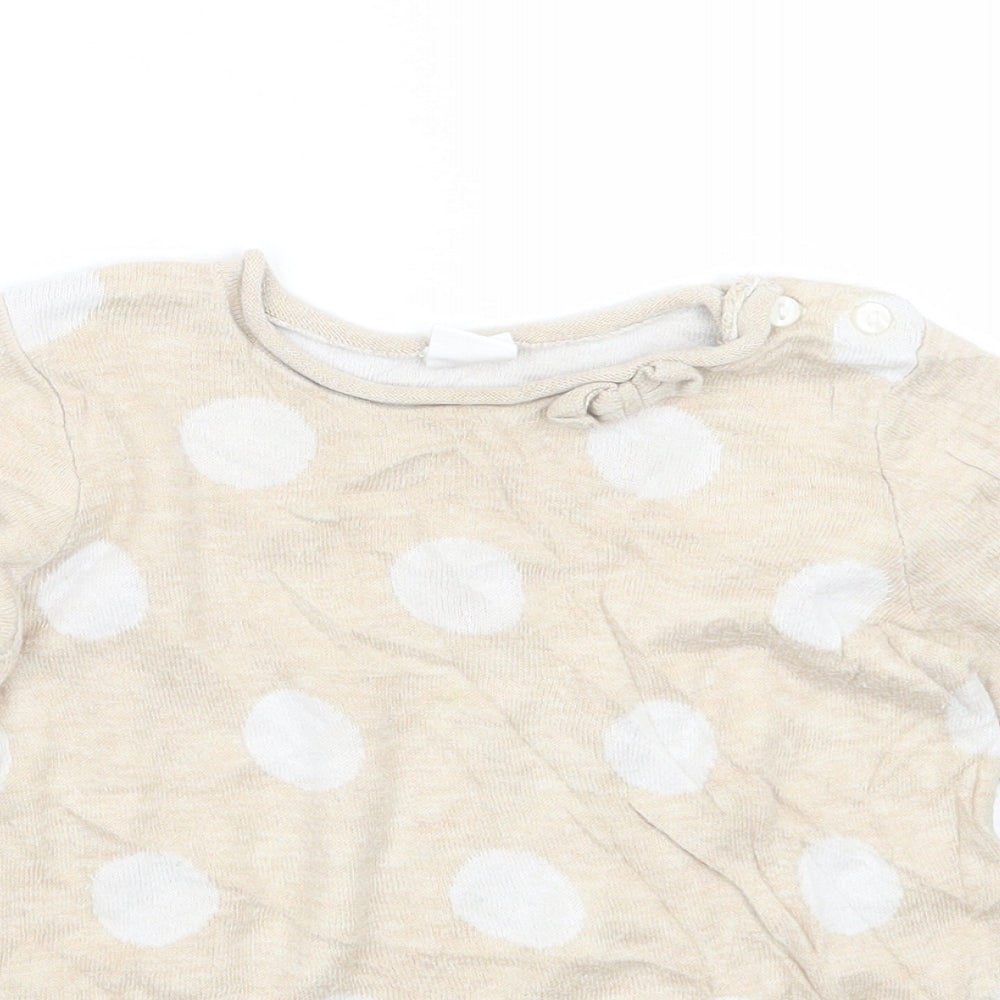H&M Girls Beige Polka Dot  Pullover Jumper Size 9-12 Months