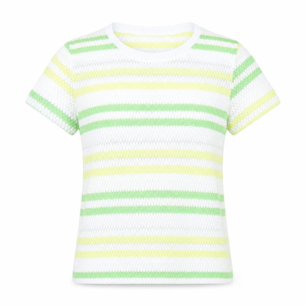 Zara Womens White Striped  Basic T-Shirt Size L