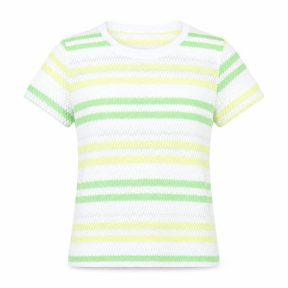Zara Womens White Striped  Basic T-Shirt Size L