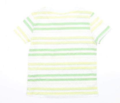 Zara Womens White Striped  Basic T-Shirt Size L