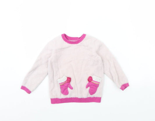 m&s Girls Pink   Pullover Jumper Size 2 Years