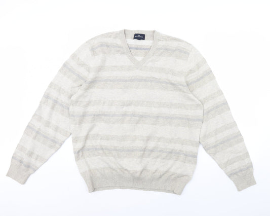 m&s Womens Beige Striped  Pullover Jumper Size L