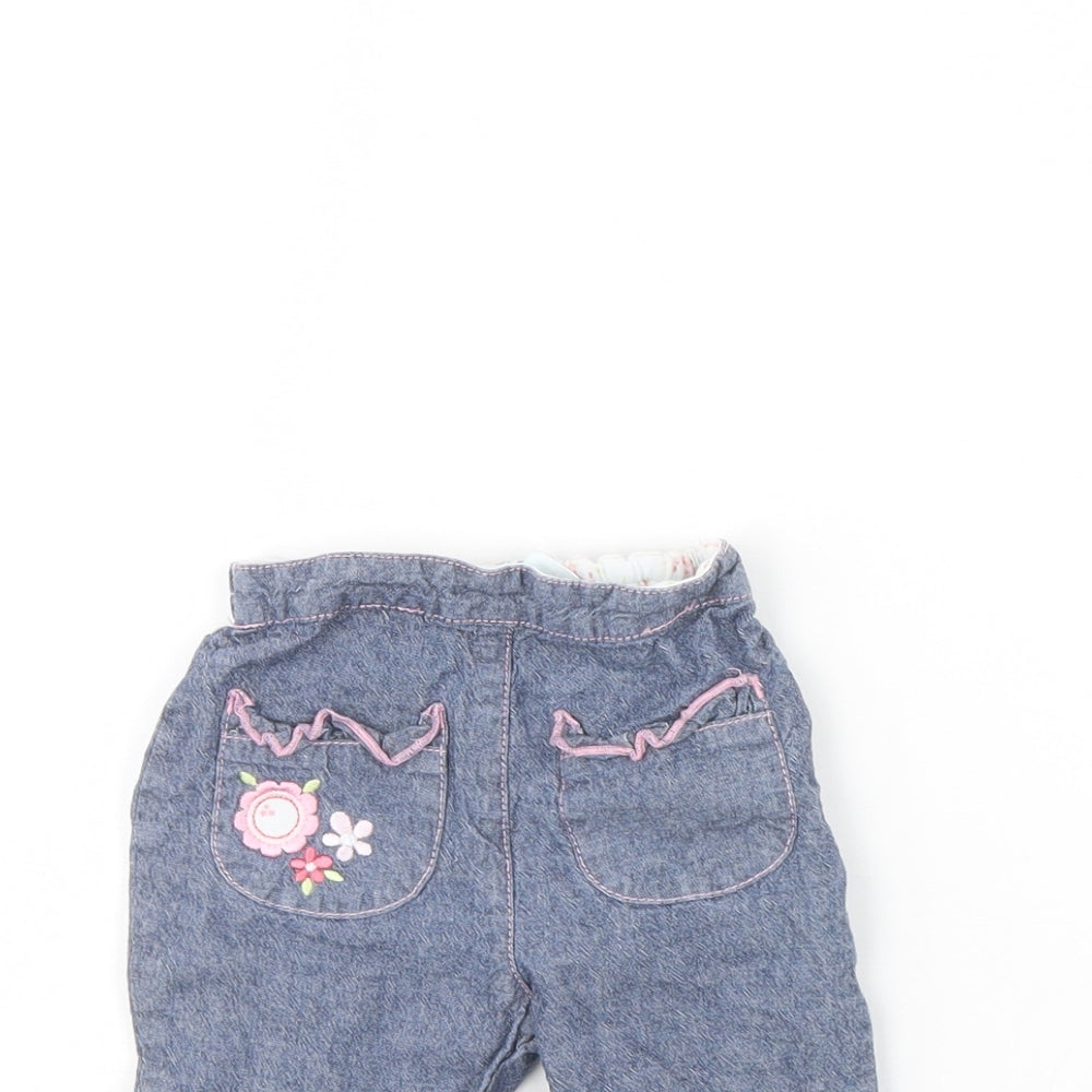 TU Girls Blue  Denim Capri Trousers Size 3-6 Months