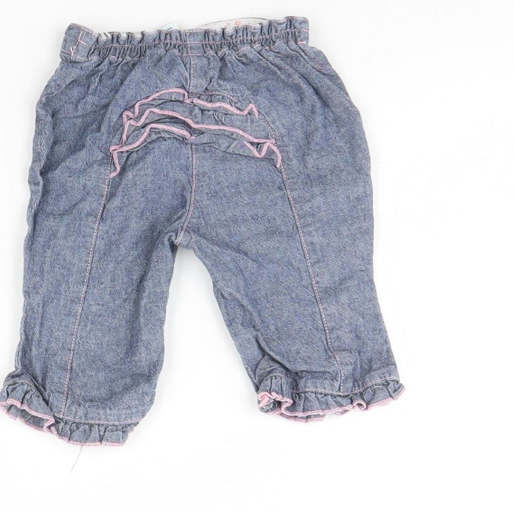 TU Girls Blue  Denim Capri Trousers Size 3-6 Months