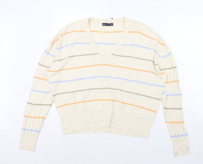 Marks & Spencer Womens Beige Striped  Pullover Jumper Size XL