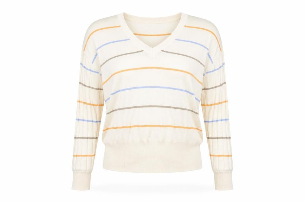 m&s Womens Beige Striped  Pullover Jumper Size XL