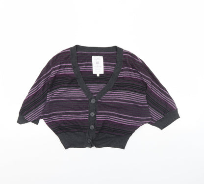 OPUS Womens Purple Striped  Cape Jumper Size 8