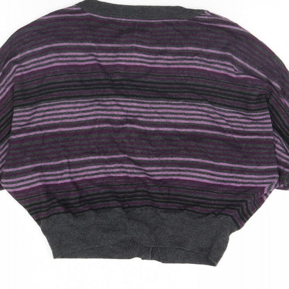 OPUS Womens Purple Striped  Cape Jumper Size 8