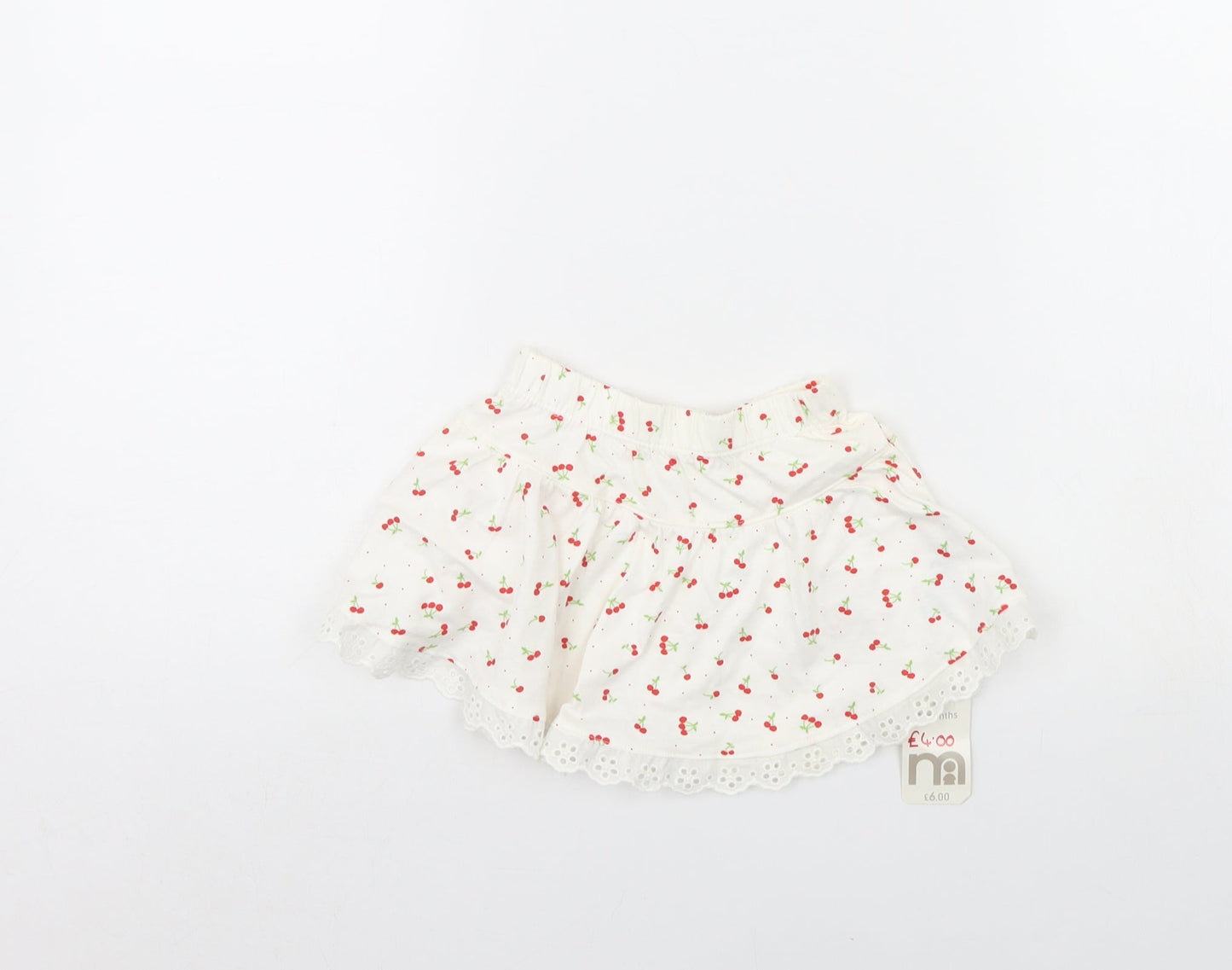 Mothercare Girls White Polka Dot  Mini Skirt Size 6-9 Months