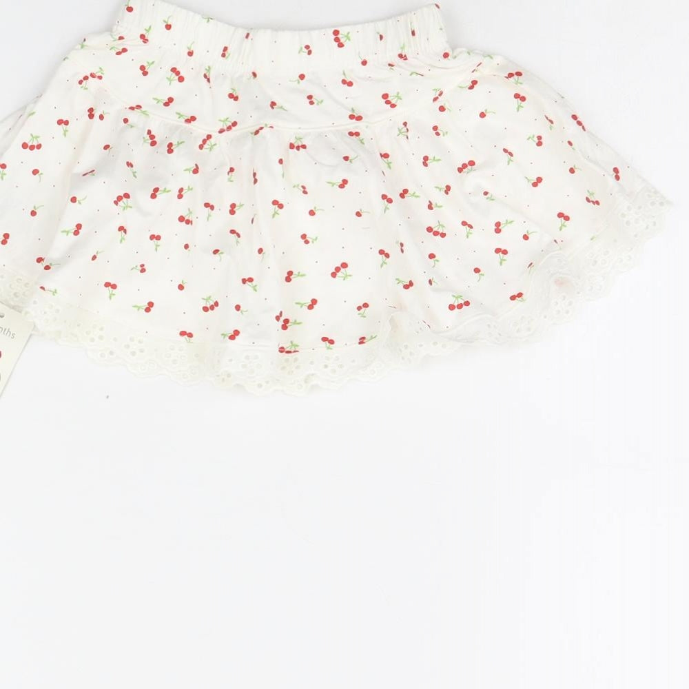 Mothercare Girls White Polka Dot  Mini Skirt Size 6-9 Months