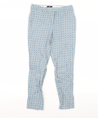 H&M Womens Blue Geometric  Trousers  Size 6 L28 in
