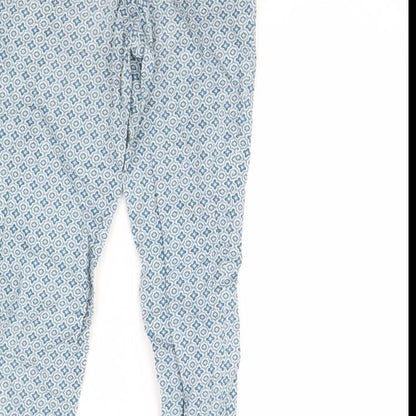 H&M Womens Blue Geometric  Trousers  Size 6 L28 in