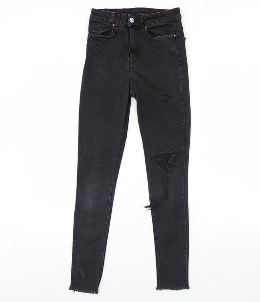 H&M Womens Black  Denim Skinny Jeans Size 8 L28 in