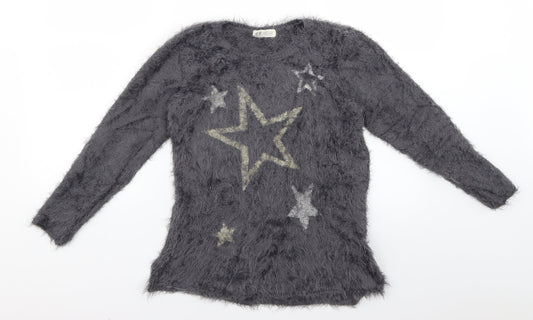 H&M Womens Grey Geometric  Pullover Jumper Size 12