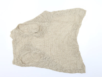 Back view of Miss Selfridge women’s beige knit wrap jumper, size UK 8