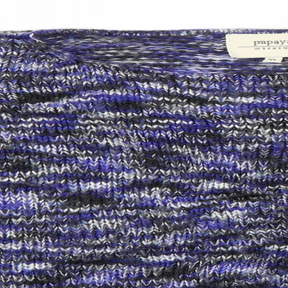 Close-up detail of Papaya women’s blue jumper, size XL