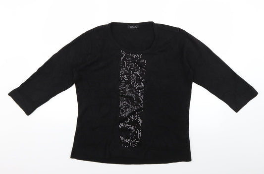 BM Womens Black   Pullover Jumper Size M  - sequins