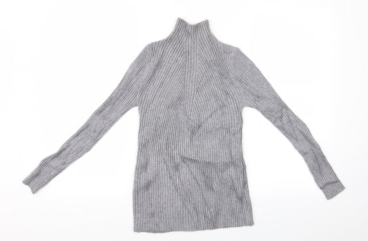 Preworn Girls Grey   Pullover Jumper   - High Neck Sweater