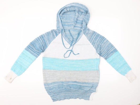 Preworn Womens Multicoloured Striped  Pullover Hoodie   - Hoody