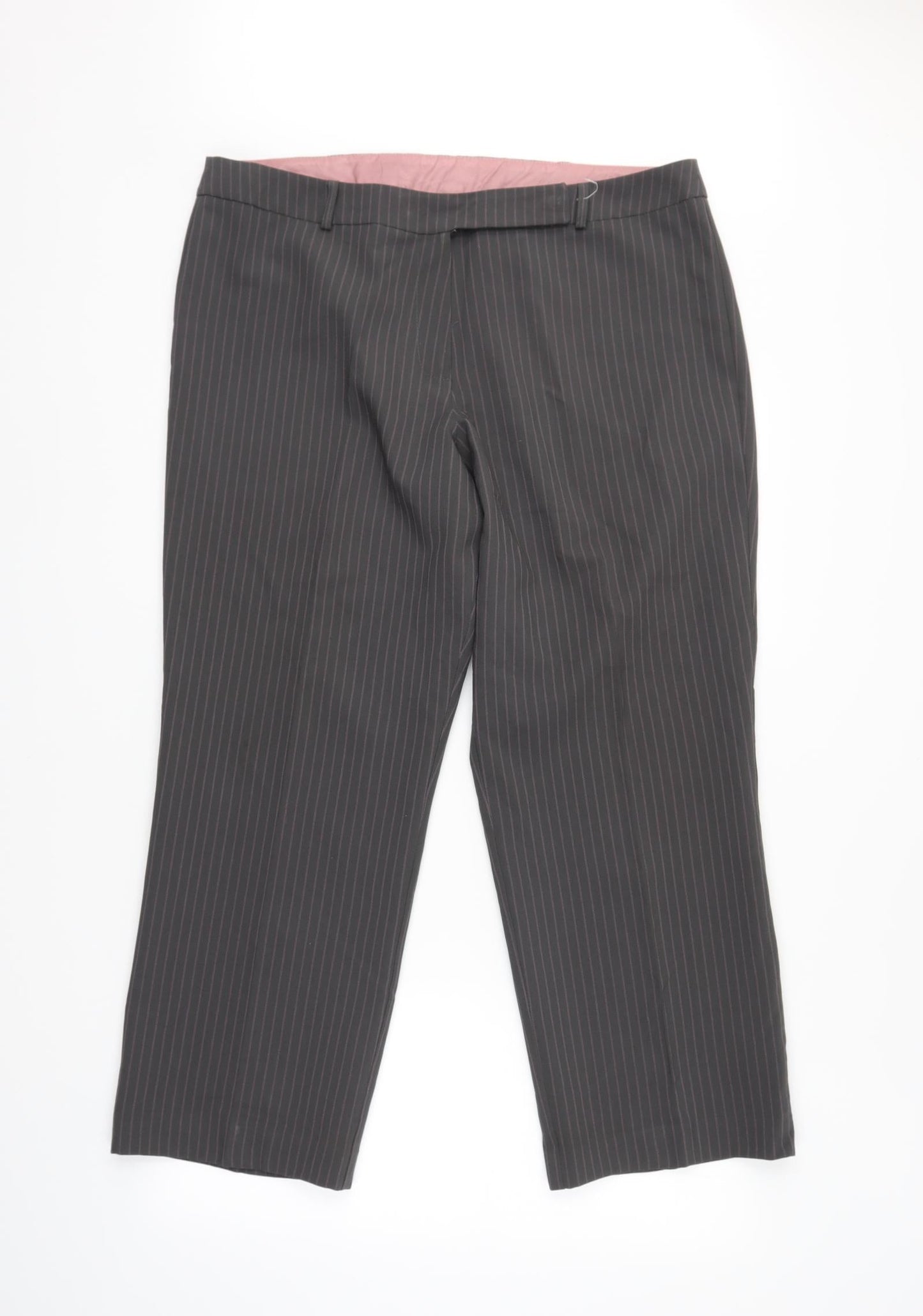 Amranto Womens Grey Striped  Trousers  Size 18 L28 in