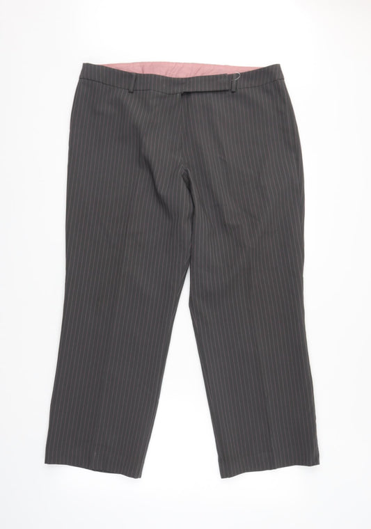 Amranto Womens Grey Striped  Trousers  Size 18 L28 in