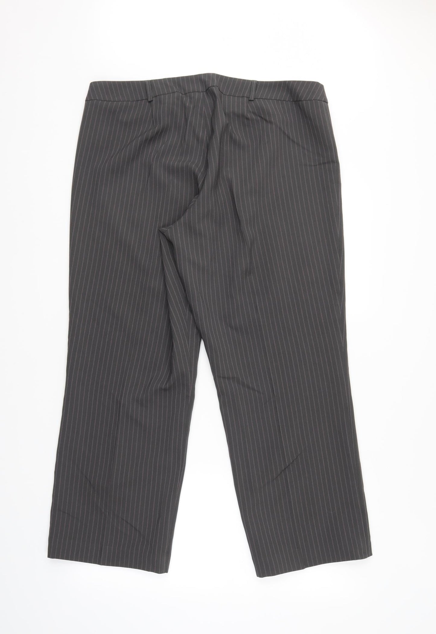 Amranto Womens Grey Striped  Trousers  Size 18 L28 in