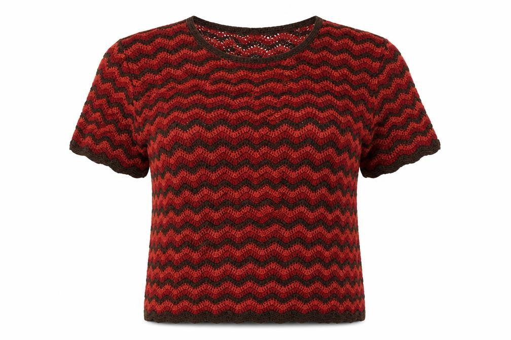 Richards Womens Red Striped  Basic Blouse Size L
