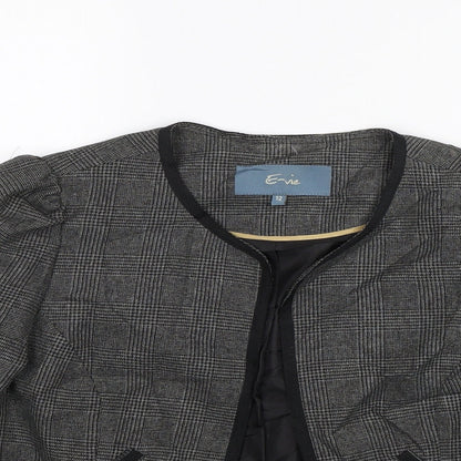 Close-up detail of E-vie women’s grey jacket, size UK 12