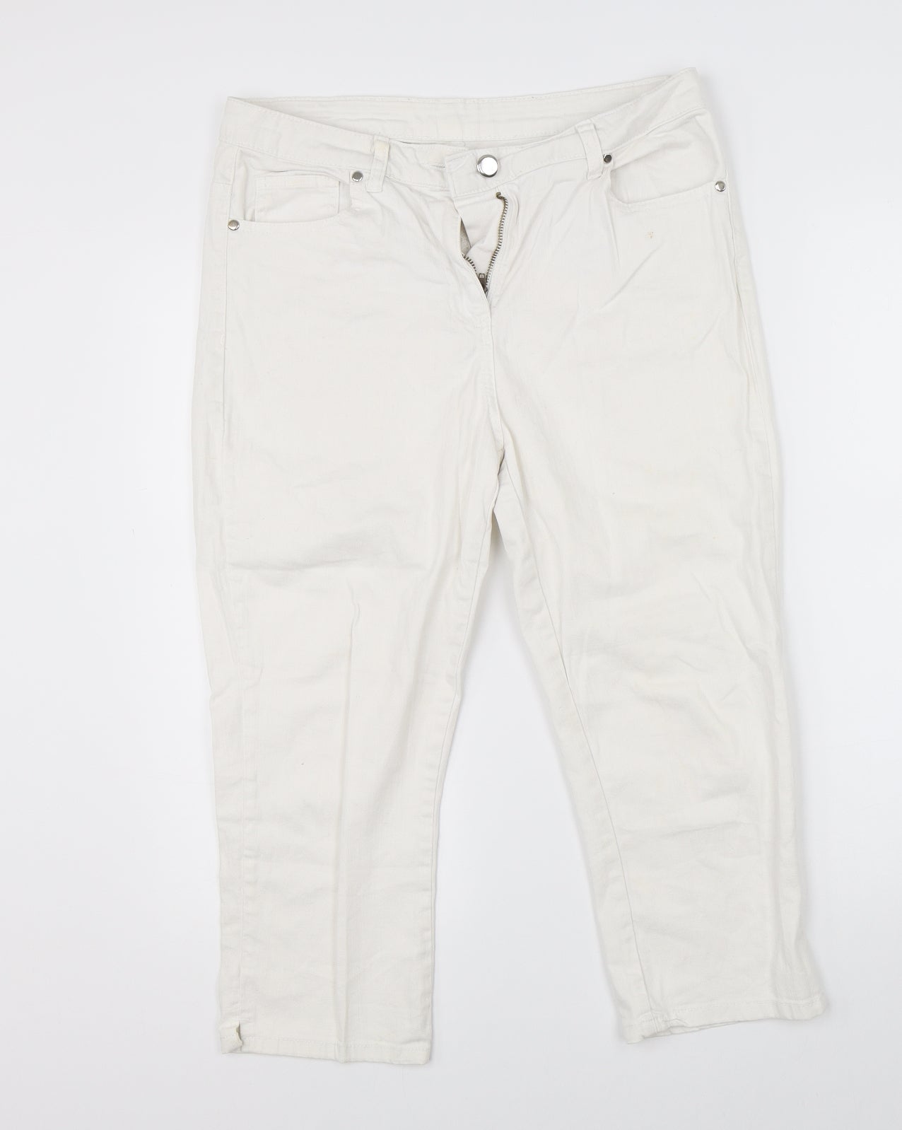 Preworn Womens White  Denim Cropped Jeans Size 32 L20 in