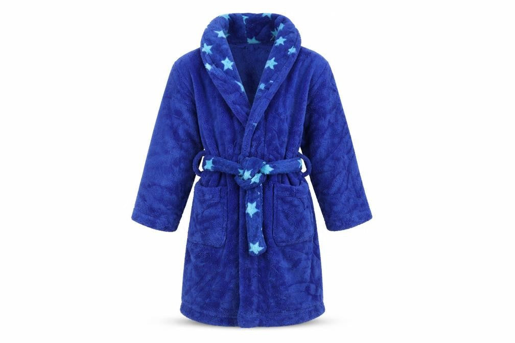 Purekids Boys Blue Solid   Robe Size 3-4 Years