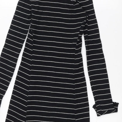Preworn Womens Blue Striped  Basic T-Shirt Size XS