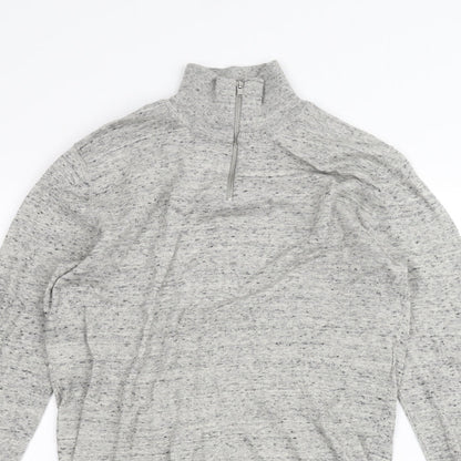 Close-up detail of ASOS women’s grey basic t-shirt, size S