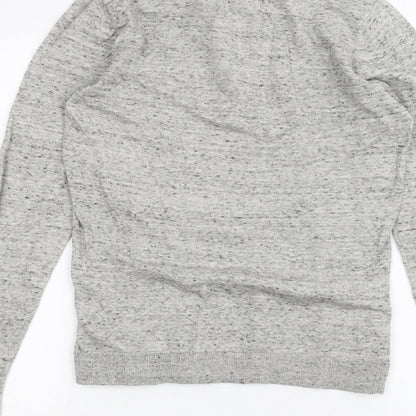 Brand and care label for ASOS women’s grey basic t-shirt, size S