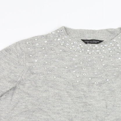 Dorothy Perkins Womens Grey   Pullover Jumper Size 18  - Beaded