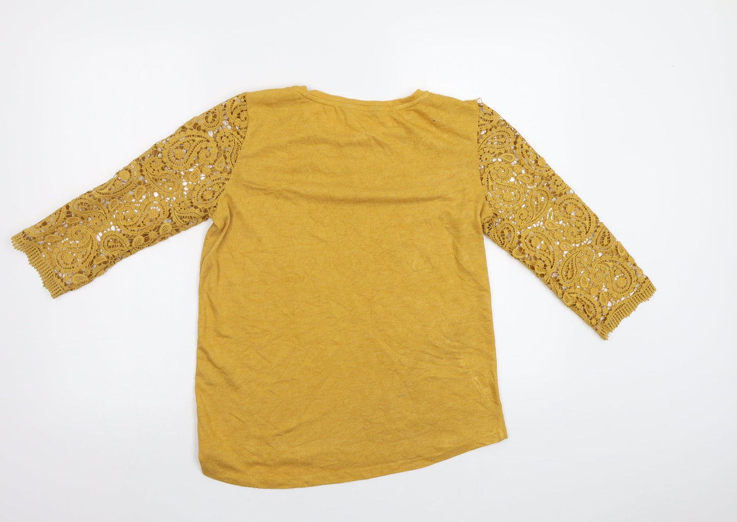 George Womens Yellow   Basic Blouse Size 10  - Lace Sleeves