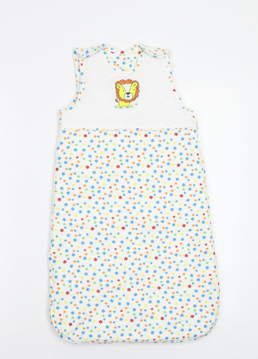 Tesco Baby White Geometric  Babygrow One-Piece Size 0-3 Months  - Lion