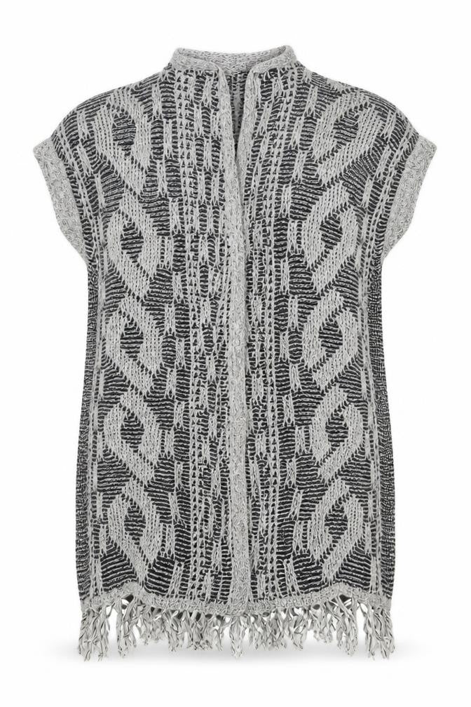 Next Womens Grey Geometric  Cardigan Jumper Size 16