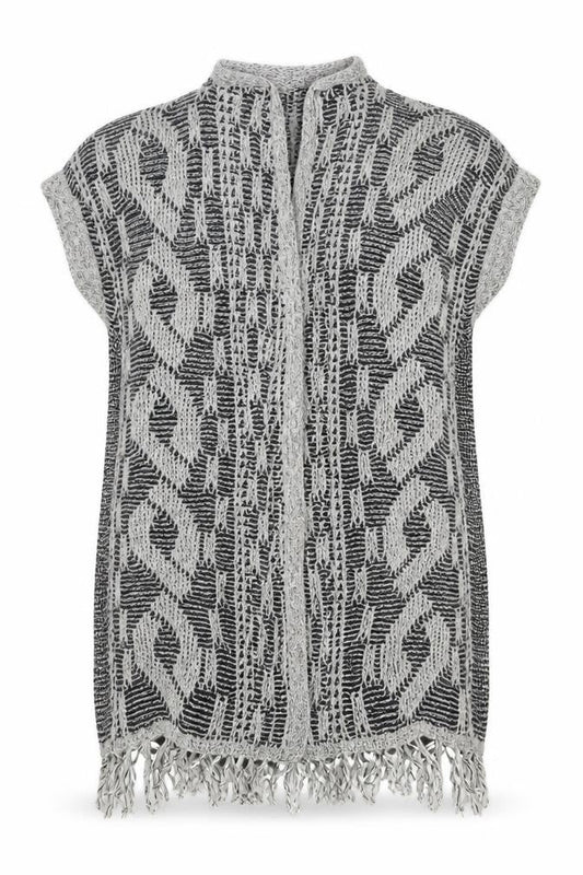 Next Womens Grey Geometric  Cardigan Jumper Size 16