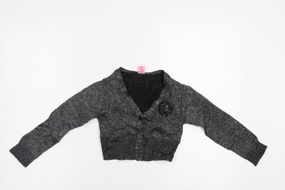 Additional front view of Adams Girl girls’ silver cardigan jumper, size 4, years